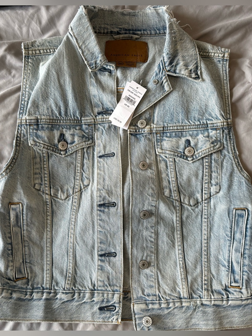 American Eagle Outfitters Light Blue Denim Vest